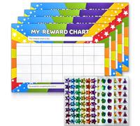 4 PCS A4 Children's Star Reward Chart and 3 Style Sticker Chart With 125 Star Stickers 21cm x 29.7cm Behaviour Charts for Children Encourage Good Behaviour