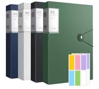 4 Pcs A4 Display Folders, 160 Pockets Display Book Folder with Plastic Sleeves and Safety Rope Presentation Folders Project Folder Document Project Folder for School & Offices (4 Colors 40 Pockets)