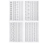 4 Pcs A4 Floral Embroidery Stabilizer Sheets, Water Soluble Non-Woven Fabric with Self-Adhesive Patterns, Outline Tracing for Beginner DIY Crafting