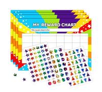 4 PCS A4 Reward Chart with 3 Style Reward Stickers, Potty Training Reward Chart, Sticker Chart With 125 Star Stickers, 21cm x 29.7cm Behaviour Charts for Girls and Boys Encourage Good Behaviour