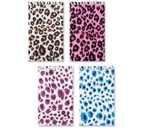 4 Pcs A7 Leopard Print Spiral Notebook,Leopard Pattern Small Wirebound Pocket Journal Hardcover Portable Note Books Lined Notepad Diary for Kid Christmas Party Favor Home Office Study Supplies