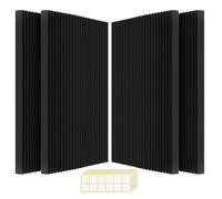 4 PCS Acoustic Foam Panels, 48 x 24 x 2 Inches Sound Proof Foam Panles Soundproofing Noise Cancelling Wedge Panels for Home Office Recoding Studio (Black, 4 Pack)