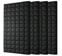 4 PCS Acoustic Panels,48''X24''X2'' Sound Proof Foam Panels for Walls,High Density Fire Resistant & Noise Absorbing for Studio, Office, Home (Black 4 Pack, 48''X24''X2'')