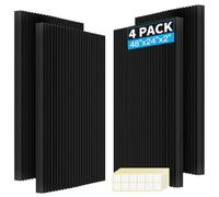 4 PCS Acoustic Panels,48''X24''X2'' Soundproof Foam Wall Panels,High Density Fireproof Noise Cancelling Foam Studio Foam Panel,Noise (Black-4 Pack)