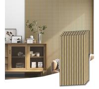 4 Pcs Acoustic Slat Wall Panels,3D Wooden Fluted Sound Absorbing Panel (Oak)