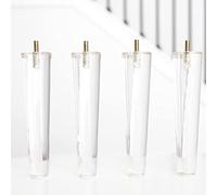 4 Pcs Acrylic Furniture Legs,Clear Glass DIY Replacement Furniture Feet with Pre-Drilled M8 Bolt for Bookcase Table Cabinet Modern Clear Decor Legs (12cm(4.7in),M8)
