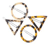 4 Pcs Acrylic Geometric Hair Clip with Leopard Pattern for Women | Triangular Shapes, Easy Clip Grip, Elegant Style, for Bangs and Daily Wear