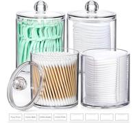 4 Pcs Acrylic Qtip Holder Dispenser for Cotton Swabs, Balls, Floss Picks