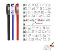 4 Pcs ADHD Cleaning Planner UK Set with Gel Pens, ADHD Planner Cleaning Schedule Planners, Checklist Daily Weekly Monthly Household Organizing Solutions To Do List