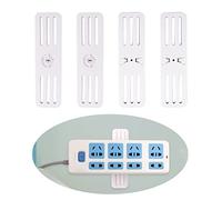 4 Pcs Adhesive Punch-Free Socket Holder, Socket Fixer, 360 Degree Rotation Wall Mount Multi-Functional Cable Management Power Strip Fixator for Home Office