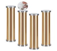 4 Pcs Adjustable Coffee Table Legs, Self-Adhesive Metal Risers, No Punching Required, 20cm Height, Stylish Bright Design for DIY Furniture & TV Stand Upgrade