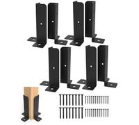 4 PCS Adjustable Fence Post Brackets Post Support, Fit Wood Posts, Black Rust-Proof Steel Fence/Pergola/Deck Post Bracket Kit with Screws and Expansion Nails (4) (8 pcs 2mm)
