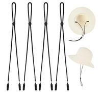 4 Pcs Adjustable Hat Strap Clips, Removable Hat Chin Cord Anti-Lost Cap Strap Clips Windproof Hat Strap Clips Cap Retainers, Very Suitable for Outdoor Activities (Black)