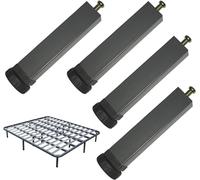 4 Pcs Adjustable Height Center Support Feet,Metal Bed Frame Support Legs Replacement Furniture Square Tube Feet Slats feet for Sofa Cabinet Couch Table with Screws,Dark Grey(30cm/11.8in)