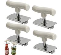 4 Pcs Adjustable Jar Opener for Seniors White Stainless Steel Bottle Lid Gripper for Weak Hands Arthritis Universal Lid Remover Kitchen Tool for All Sizes of Jars Bottles (White)