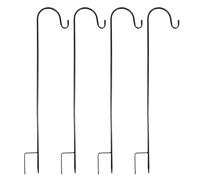 4 Pcs Adjustable Shepherd Crook Hooks,Festoon Pole with Base,Garden Border Hook for String Lights,Flower Ball,Plant