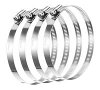 4 Pcs Adjustable Stainless Steel Hose Clips, Large Size Metal Worm Gear Fuel Line Pipe Clamps for Dryer Vent Air Duct Automotive Plumbing