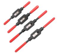 4 Pcs Adjustable Tap Wrench Set - Non-Slip Plastic Dipped Handle Hand Tools for Screw Holder & Reamer - Precision & Durability for DIY & Professional Use