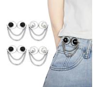 4 Pcs Adjustable Waist Buckle Extender No Sew Pants Waist Tightener Smiling Face Pearl Jean Button Pins for Trousers for Jeans Pants