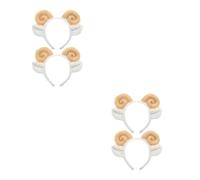 4 Pcs Adorable Sheep Horn Headband Cloth Hair Accessory | Khaki Cloth, Easy to Wear and Remove, Comfortable Fit, Puts up Hair for Daily Routines
