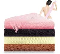 4 Pcs African Exfoliating Nylon Net Sponge, 80x30cm Deep Cleaning Shower Sponge for Men and Women in Black, Pink, Brown, Beige