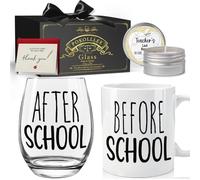 4 Pcs After Before Student Mug Set Funny Teacher Appreciation Gifts for Teachers, Birthday Gift for Teacher Women, Teacher's Day School Start Gifts, Graduation Gift, Back to School Wine Glass