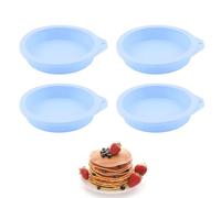 4 Pcs Air Fryer Egg Mould,4 inch Blue Round Silicone Ramekins Egg Ring Molds Burger Buns Moulds Air Fryer Accessories for Fried Egg Muffin Sandwiches,Breakfast Household Kitchen Cake Baking Tool