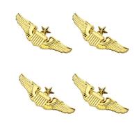 4 Pcs Airplane Pin,Pilot Wings Pin,Gold Air Force Senior Pilot Wing Badge,Pilot Costume Lapel Pins,Metal Aviator Pins for Hat Shirt Uniform Costume,Gift for Flight Schools & Graduation