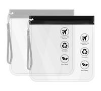 4 Pcs Airport Security Liquids Bags (Black & Gray), TSA Approved Clear Travel Toiletries Bag, Waterproof and Durable Clear Bags for Travel, Meets Airport Liquid Bag Standards for Men and Women