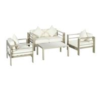 4 PCs Aluminium Garden Furniture Set w/ Thick Padded Cushion