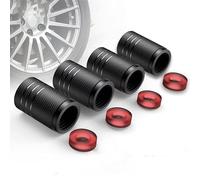 4 Pcs Aluminium Tyre Valve Dust Caps for BAIC Beijing BJ30 ab Bj. 2024, Airtight Rubber Seal Car Wheel Valve Covers, Replacement Accessories,Black