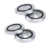 4 PCS Aluminum Circle Disc, Solid Glass Top Adapter Tea Table Coffee Bar Table Feet Pad Plate with Anti-Slip Rubber Ring, M8 Thread 25mm Dia