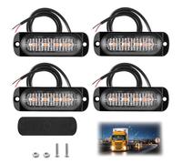 4 PCS Amber Strobe Lights 12v-24v, Car Strobe Flashing Light Amber, 4 LED Safety Emergency Flashing Lighting, Waterproof Hazard Warning Recovery Breakdown Beacon for Off-Road Motorcycle Truck SUV