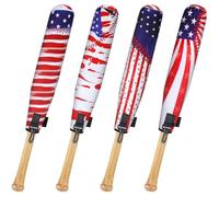 4 Pcs America Baseball Bat Sleeve 18 x 2.4 Inch Patriotic Lightweight Softball Bat Cover Sleeve Protector Warmer Essential Baseball Accessories with Hook for Adult