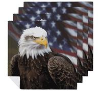 4 PCS American Bald Eagle Cloth Napkins 18.7"x18.7"- Single-Sided Print, Soft & Reusable Napkins for Elegant Dining, Wedding, Party, Restaurant Decor