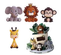 4 Pcs Animal Cake Toppers, Safari Jungle Animals Cake Decoration for Kids Boy Girl Baby Shower Birthday Party Supplies