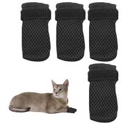 4 Pcs Anti Scratch Cat Boots - Anti Slip Cat Paw Socks Shoes - Adjustable Cats Claw Covers Breathable Mesh Foot Covers - Cats Paw Protector For Cutting Nails Pet Bathing (Black M)