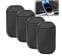 4 PCS Anti Slip Car Dash Mats,PU Car Dashboard Mat Self Adhesive,Washable Car Non Slip Dash Mat,Double Sided Car Sticky Dash Pad Interior for Phones, Keys, Sunglasses(142×83mm, Black)