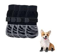 4 Pcs Anti-Slip Dog Socks Dog Paw Protectors, Adjustable Dog Socks Paws Stop Licking with Straps, Dog Boots with Grips for Senior Dogs on Hardwood Floor (L)
