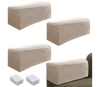 4 Pcs Armrest Chair Covers With 20 Set, Stretch Armchair Covers for Arms, Sofa Armrest Protectors for Armchairs, Stretch Covers for Arms for Chairs Furniture Sofa Couches Recliner (Sandy)