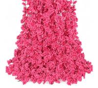 4 Pcs Artificial Cherry Blossom Garland | 1.8m Fake Flower Vine | Long Pink Floral Garland for Wall | Staircase | Wedding & Party Event Decoration (Rose red)