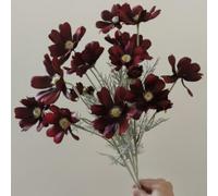 4 Pcs Artificial Fake Flowers Plants Cosmos Silk Flower Arrangements Wedding Bouquets Decorations , 23.6''/60cm Artificial Silk Daisy Fake Flowers UV Resistant Outdoor Fake Wildflowers (Wine Red)