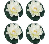 4 Pcs Artificial Floating Foam Lotus Flower with Water Lilys Pad Ornanments,Lifelikes Fake Lotus Flowers for Patio Pond Pool Fish Tank Aquarium Home Garden Artificial Plants and Flowers