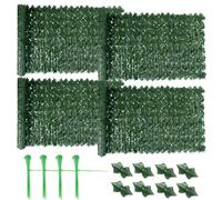 4 PCS Artificial Ivy Fence Screening 1m x 3m, Expandable Ivy Trellis Screening, Artificial Hedge Roll, Garden Privacy Fence Screen Panel, UV Fade Protection for Balcony Outdoor Garden Wall Decoration