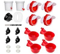 4 PCS Automatic Chicken Feeder, DIY Chicken Feeders and Drinkers Water Dispenser with Hole Saw No Waste Chick Poultry Feeders for Buckets Barrels Bins Troughs