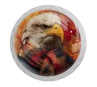 4 Pcs Autumn Eagle Cabinet Knobs,35mm Round White Dresser Drawer Knobs, Single Hole Cupboard Door Handles, Door Knob and Handles, for Home Decorating, Cupboard, Wardrobe