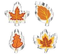 4 Pcs Autumn Leaves Cookie Cutter Stainless Steel-Maple, Oak Leaf, Leaf Shapes Cookie Fondant Biscuit Cutters,Pastry Cutter Cake Cutter Lattice Pastry Cutters Biscuit