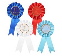 4 PCS Award Ribbon Rosette Set, Grand Prize Ribbon Winner Victory Ribbons, Satin Participation Ribbons 1st 2nd 3rd Place Honorable Mention Prize Badge Medals Deluxe Recognition for Classroom