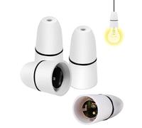 4 Pcs B22 Bayonet Pendant Lamp Holder, White 4A 250V Ceiling Light Fitting Unswitched, Suspended Bayonet Cap Lamp Holder for Secure Bulb Installation, Indoor Ceiling Pendant Fixtures