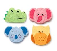 4 PCS Baby Bath Sponges - Animal Shaped Sponge Set for Babies Toddlers Kids - Soft Shower Sponge for Bath Time, Infant Skin Care and Gentle Washing, Elephant Owl Koala Crocodile